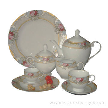 25 Pieces Tea Set with Golden Decal and Customized Shapes/Designs